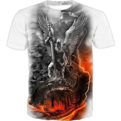 2021 Skull 3D Tshirts Men Women Angel Demon War Print Short Sleeve 2021 Summer Vintage Gothic t shirt Fashion Casual tshirts