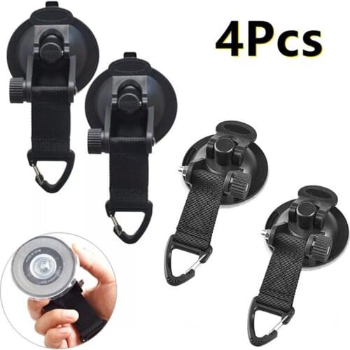 4 Pcs/set Universal Heavy Duty Suction Cups Tie Downs with Hooks for Car Tent Sucker Awning Windshield Boat RV Camping Tarp