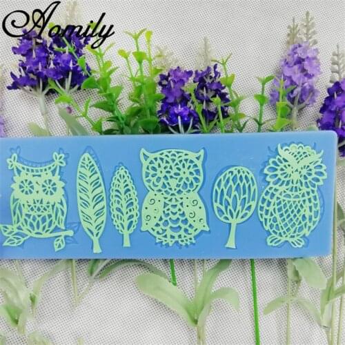 Aomily Owl Tree Wedding Cake Silicone Beautiful Flower Lace Fondant Mold Mousse Sugar craft Icing Mat Pad Pastry Baking Tool