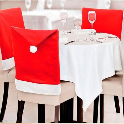 Atceawit 2/4/6/8PCS Christmas Decoration Santa Claus Red Hat Chair Back Cover for Home Party Holiday Christmas Dinner TableDecor