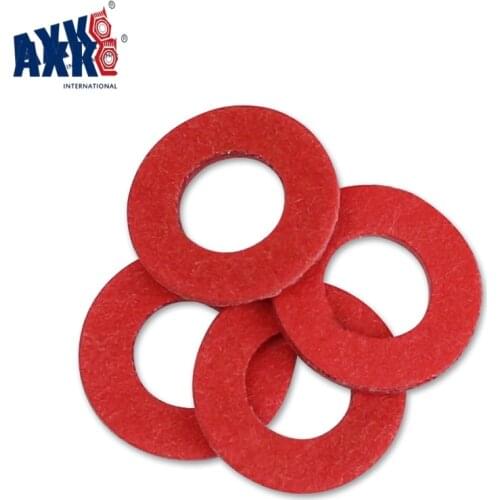 AXK 1000Pcs M2 M2.5 M3 M4 M5 M6 M8 M10 M12 M16 Steel Pad Insulation Washers Red Steel Paper Meson Gasket Spacer Insulating