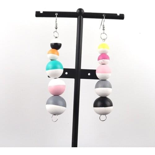Free Shipping!2022 Half painted wooden beaded earrings
