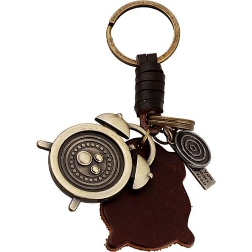 Bronze Plated Alarm Clock Keychain Bag Keyfobs Llaveros Charm Car Key Chain Ring Holder Novelty Jewelry Souvenirs Gift FY051