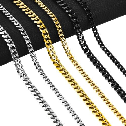 Wholesale Chain Width 3.5/5/6/7/8MM Stainless Steel Necklace Classic Silver Gold Color Fashion Cuban Chain Men and Women Gift