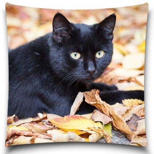 Black Cat Pattern Pillow Case Christmas gift Polyester Cotton Chair Seat Waist Square Decorative size customized available