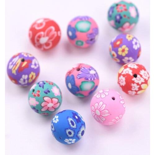 Flower Patterns Round Polymer Clay 6mm 8mm 10mm 12mm 14mm 16mm Random Mixed Loose Beads for Jewelry Making DIY Crafts
