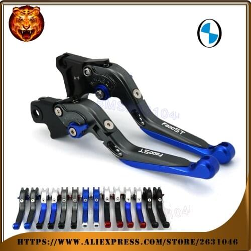 For BMW F800ST F800 800ST 800 2006-2015 Motobike LOGO Blue Black Motorcycle Adjustable Folding Extendable Brake Clutch Lever