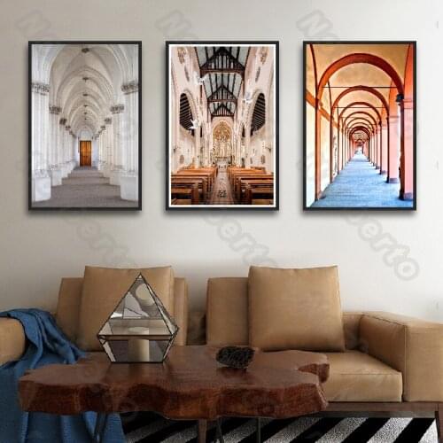 European Style Canvas Painting Wall Poster Arched Grand Architecture for Living Room Bedroom Sofa Background Wall Decoration