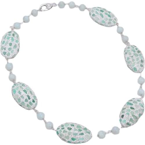 GG Jewelry Natural Green Round Amazonites Green Aventurines Chips Nugget Bead Necklace For Women Lady Gift