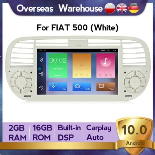 HD In Stock Android 10.0 Quad Core Android 10 WIFI BT GPS Car Player Multimedia For FIAT 500 2G 16G Vehicle Radio DSP RDS DVR
