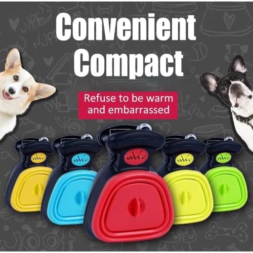 Pet Dog Poop Picker Going out Portable Foldable Dog Clip Poop Pickup Clip With 1 Roll Decomposable Bag Walking Dog Artifact