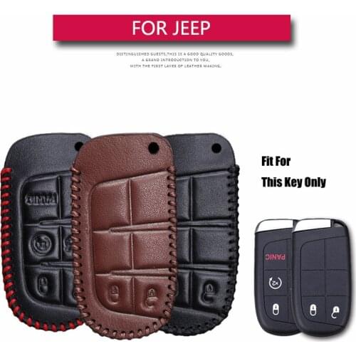 Leather Car Key Case Cover For Jeep Renegade Grand Cherokee WK2 Wrangler JK Liberty Gladiator Compass Key Holder Accessories