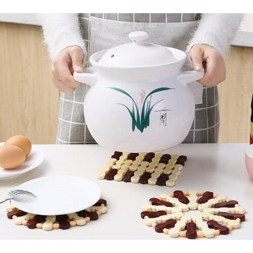 Round/Square Hollow Bamboo Pot Coffee Cup Bowl Mat Handmade Drink Coaster Coffee Table Insulation Placemat Kitchen Utensils