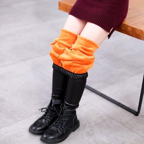 Baby Girls Leggings Winter Kids Thick Velvet Leggings Pencil Pants Children Warm Trousers Faux PU Leather Leggings 2-12T