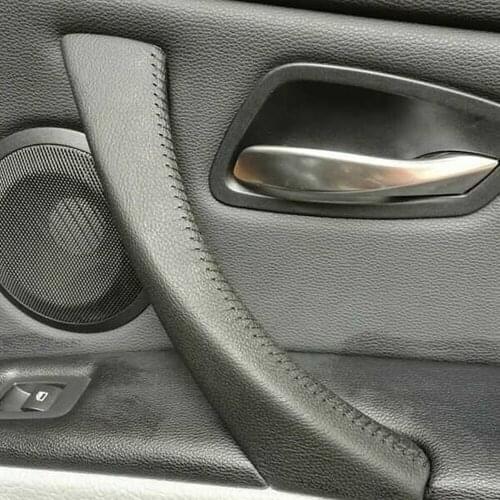 Left Right car Inner Door Handle Leather Cover Hand Sewing For BMW 3 Series 318 2005-2012 Auto Car Interior Parts