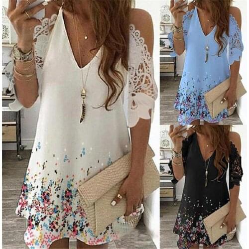 80% Hot Sell Women Dress Floral Print Sling Sexy Off Shoulder A-line Skirt for Dating