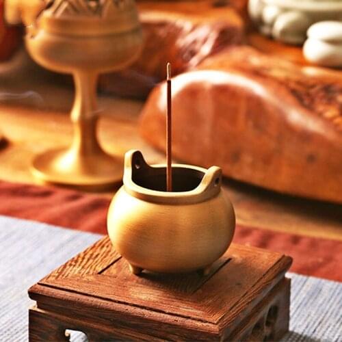 Mini copper incense burner Pujiang for Buddha incense burner antique copper household worship Buddha incense burner indoor