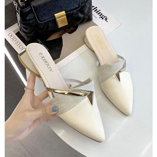 Fashion Womens Mules Slippers Women Shoes Female Mules Shoes Square Low Heels Elegant Shoes Woman Slipper Casual Shoes