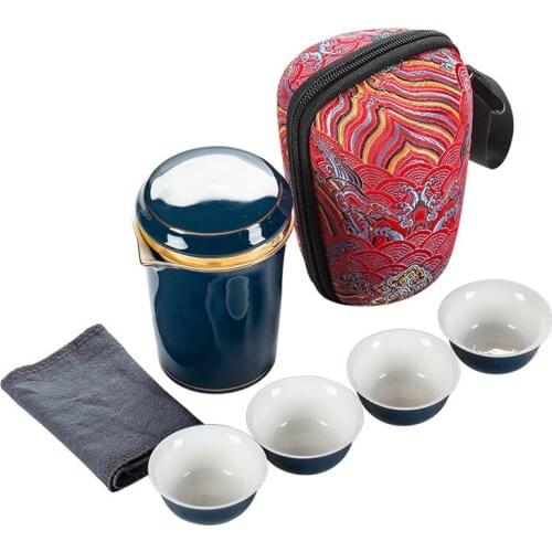 5 colors Chinese Porcelain Tea Set Portable Ceramic Tea Bottle with portable bagTravel Kung Fu Tea Pot Tea Set Ceramic cup