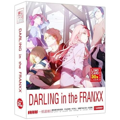 30 Sheets/Set DARLING In The FRANXX LOMO Card Hot Stamping Box Animation Greeting Card Message Card