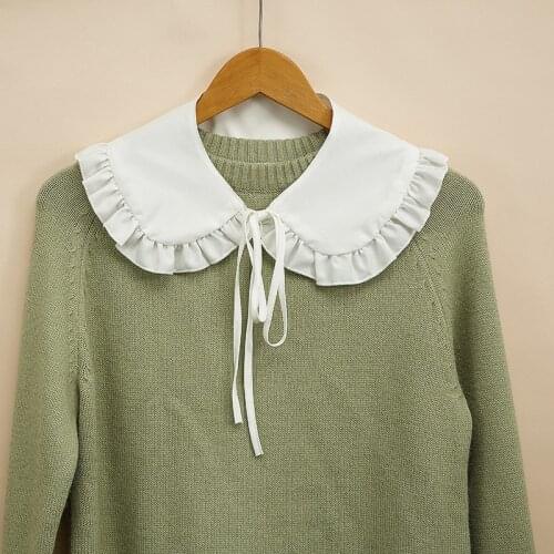 Linbaiway Women Doll Fake Collar Shawl Girls Ruffles Half Shirt Shawl Wrap Lapel Detachable Collars Necklace False Collar