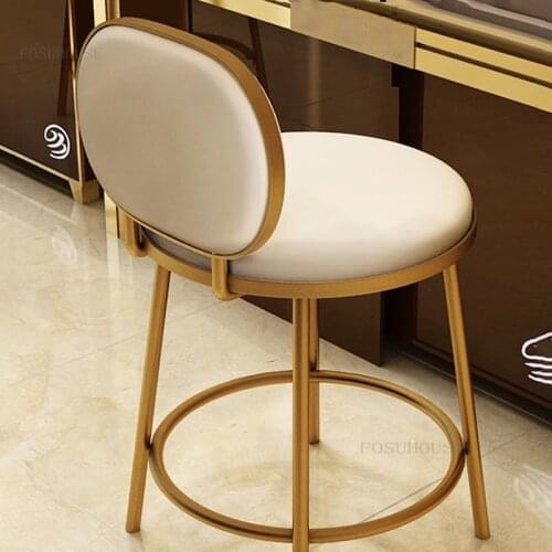 Nordic Simple High Bar Chair Minimalist Modern Furniture Cafe Front Desk Backrest Bar Chair Jewelry Shop Soft Cushion Bar Chairs
