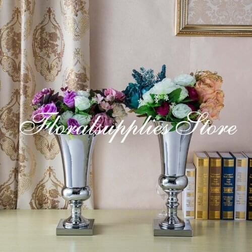 Wholesale 10PCS/LOT Gold Silver Trumpet Wedding Flower Vase Centerpiece Table Vase for Flower Holder Decoration