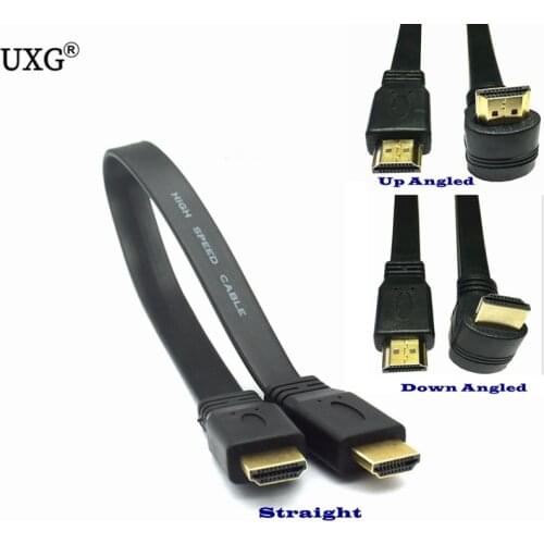 90 Degree Up Angle & Down Angled HDMI-Plug Type A Male Flat Short Cable Extension Cables 30cm 50cm 150cm 5ft 1ft 1.4v