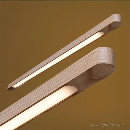 Nordic Wooden LED Pendant Lights Dining Room Restaurant Kitchen Hanging Lamp Home Decor Walnut Wood Office Strip Lights Fixtures