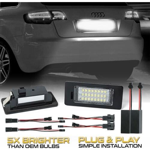 2Psd Canbus Error Free LED License Number Plate Light For Audi A6 S6 RS6 A5 S5 RS5 TT 8J Q5 Q3 A3 A4 S4 A1 S1 A7 S7 RS7