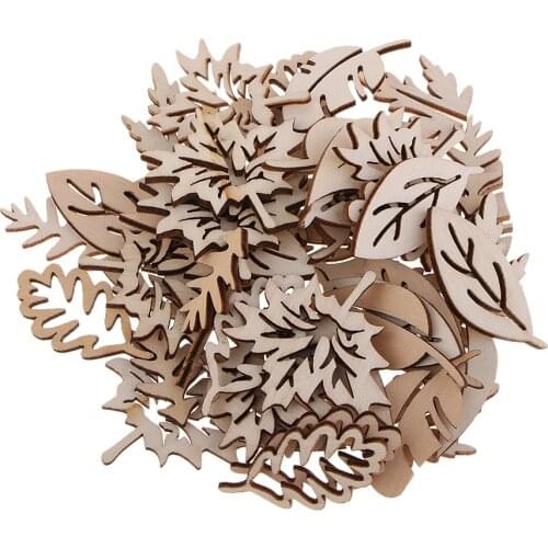 Pack of 50 Wooden Leaves Shapes Crafts Wooden Craft Tag for Decoupage Paints Prints Crafts Techniques
