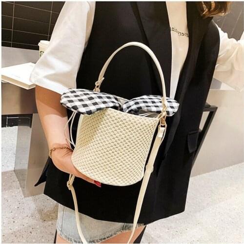 Fairy Hand Woven Beach Bag Straw Woven Bucket Bag Female New Fashion Wild Messenger Bags