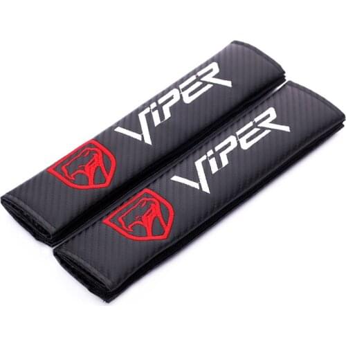Embroidery for VIPER cobra emblem Car carbon fiber style seat belt cover shoulder pad for Dodge Ford Chevrolet Honda accessories