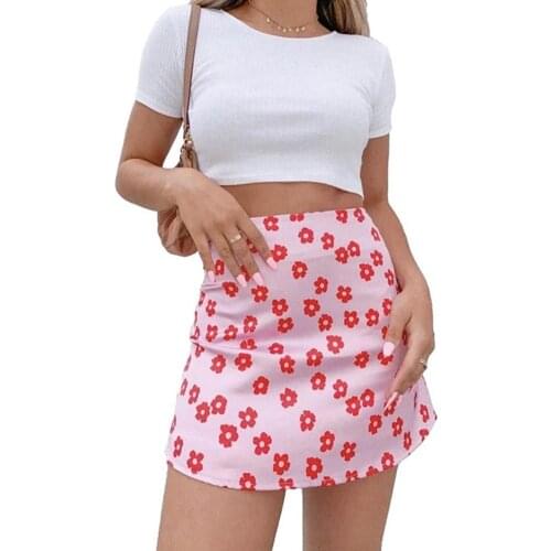 A-line Skirt Sexy High Waist Holiday Style Womens Floral Printed Summer Boho Skirts