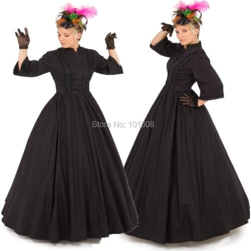 Customer to order!19 century Black Vintage costume Victorian dresses Halloween dress Cosplay dresses Renaissance dress HL-137