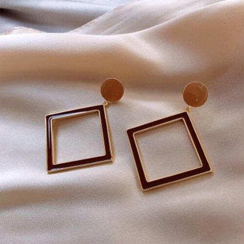 Ladies Fashion Fashion Geometric Square Round Square Earrings 925 Sterling Earrings Simple Jewelry