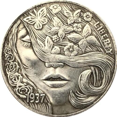 1937 Beauty Butterfly Souvenir Coins Collectibles 3D Antique Metal Commemorative Morgan Hobo Coin Copy Home Decor New Year Gifts