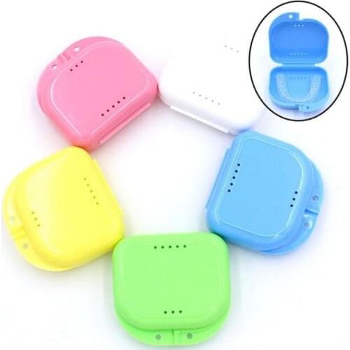 200Pcs/Lot 20g Multi Small Denture Box With Hole Retainer Denture Braces Box Orthodontic Retainer Care Oral Cleaning HA2086