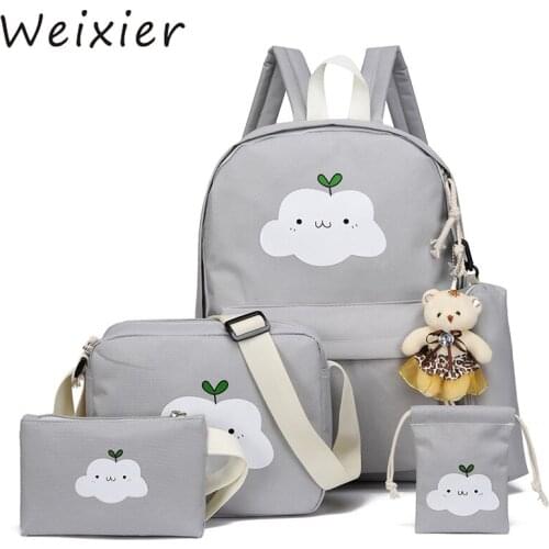 WEIXIER 2019 Nylon Backpack Schoolbags School For Girl Teenagers Casual Children Travel Bags Rucksack Cute Cloud Printing V3-56
