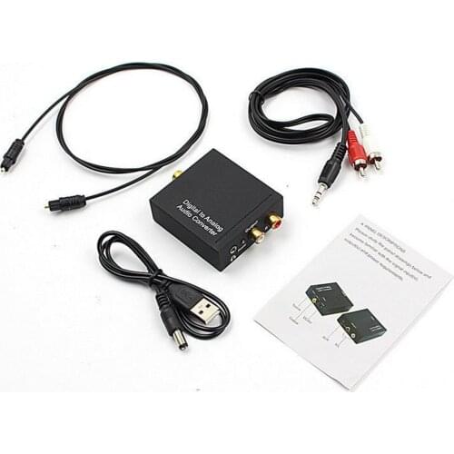3.5mm Digital Coaxial Toslink Optical to Analog L/R RCA Audio Converter Adapt + optical fiber cable