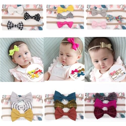 3Pcs/Set Cute Baby Girl Headbands Colorful Newborn Baby Bows Headband Elastic Kids Toddlers Hair Band Baby Girl Hair Accessories