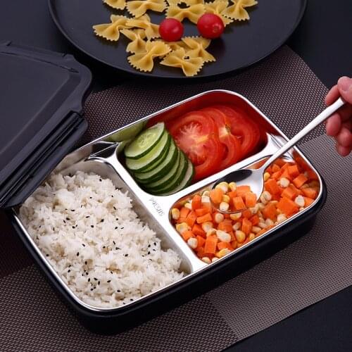 304 Stainless Steel Thermal Insulated Fast Food Tray Students With Lid Korean Canteen Lunch Box Microwavable Available