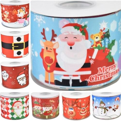 38mm 50yards heat transfer printed Christmas grosgrain ribbon welcome custom printed wholesale