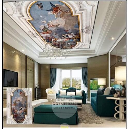 Custom 3D wallpaper 3d ceiling wallpaper European-style hand-painted paintings Catholic figures ceiling murals home decoration