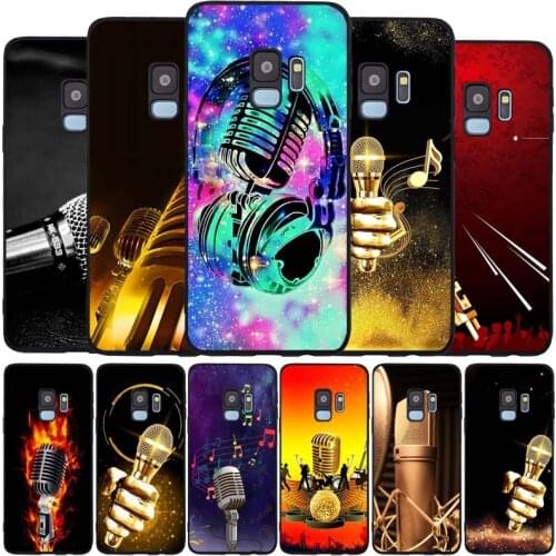 Music microphone black Soft phone Case For Samsung S20 S10 S9 S8 S7 edge Plus Lite Note 8 9 10 A6 A7 A8 A9 2018 Cover