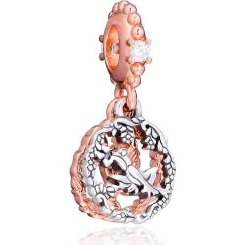 CKK Fits Pandora Bracelet Rose Princess Tiana Dangle Charm for Jewelry Making Charms Silver 925 Original Bead