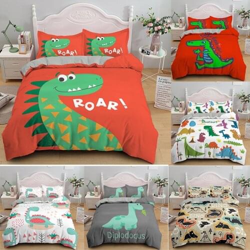 3D Cartoon Dinosaur For Kid Bedding Set Duvet Cover Pillowcase King Queen Twin Size Bed Sets 2/3pcs