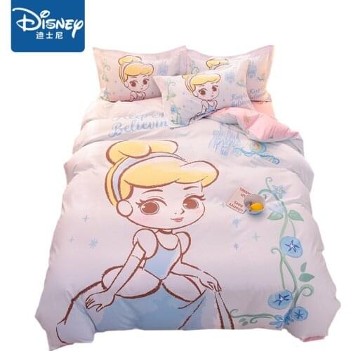 Disney twin size Disney Princess bedding set for girls bedroom decor queen comforter covers fitted sheet 3pcs discount cartoon