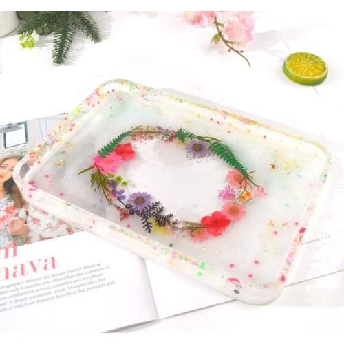 Crystal Epoxy Resin Mold Jewelry Holder Fruit Snack Tray Silicone Mould DIY Crafts Serving Board Plate Making Tool