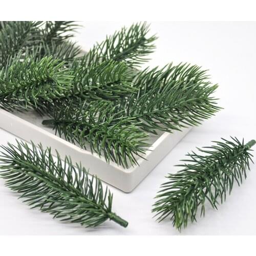 24PCS Artificial Plastic Green Pine Plants Branches Wedding Home Party Decorations DIY ChristmasTree Handcraft Accessories